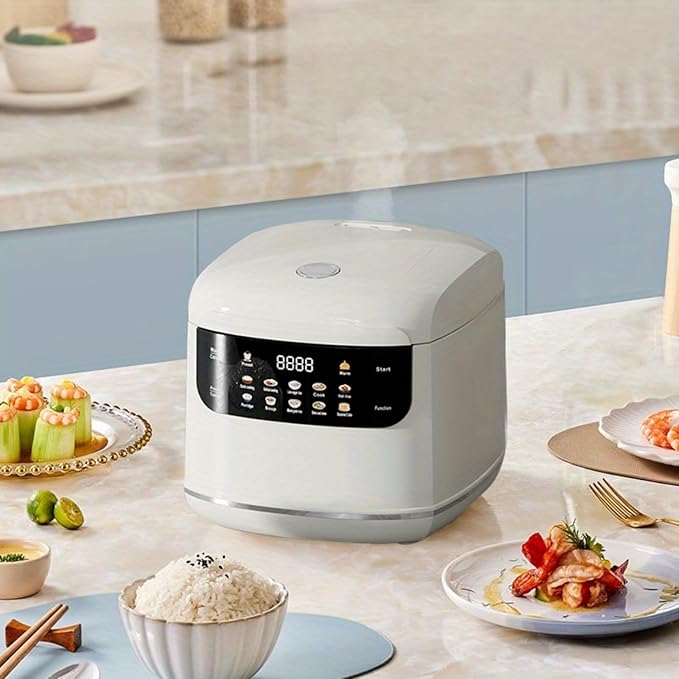 2L Portable Small Travel Rice Cooker Multifunction Electric Cooker Stewpot with 24 Hours Reservation &amp Keep Warm Function Nonstick Pot For Rice Porridge Soup - For Dorms Home (Red)