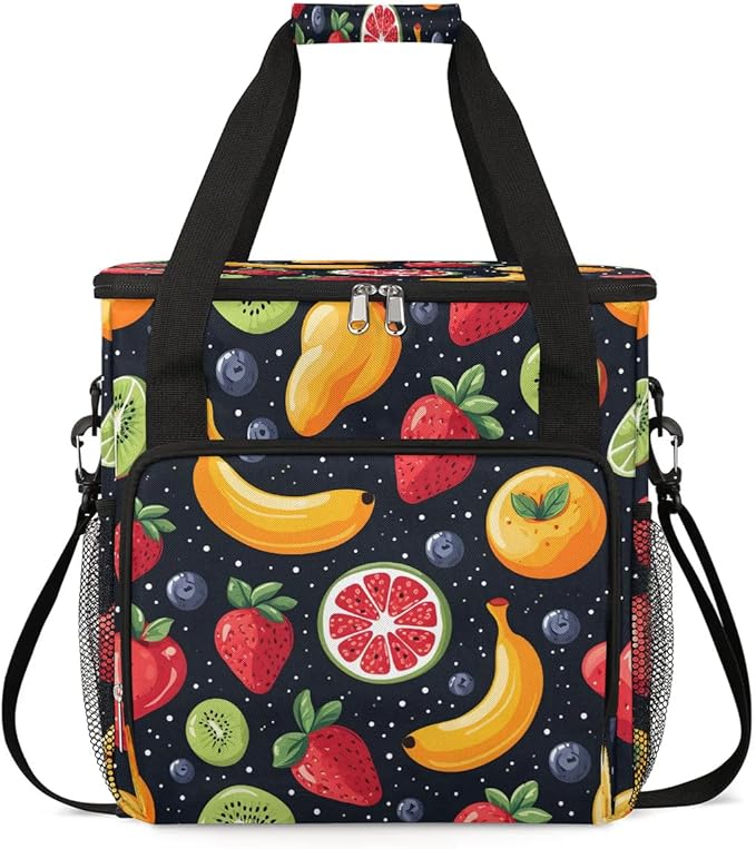 Strawberry Banana Blueberry Coffee Maker Carrying Bag Compatible with K-Mini or K-Mini Plus Portable Single Cup Coffee Maker Case with Pockets for K Cup Pods