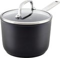 KitchenAid Hard Anodized Induction Nonstick Saucepan with Lid 2 Quart -Matte Black