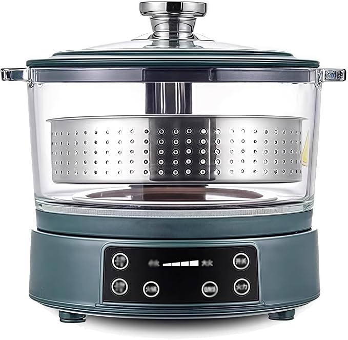 Low Sugar Rice Cooker 3L Low Carb Rice Cookers with Stainless Steel Filter Intelligent Automatic Lifting 4 Gear Firepower (Green)