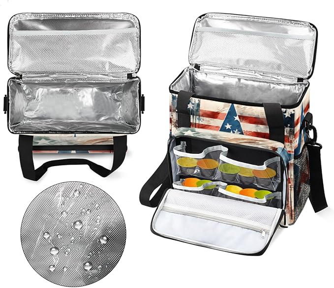 Star-burst 4th of July Coffee Maker Carrying Bag Travel Storage Bag Compatible with K-Mini or K-Mini Plus Single Serve Coffee Brewer Carrying Case with Multiple Pockets &amp Shoulder Strap
