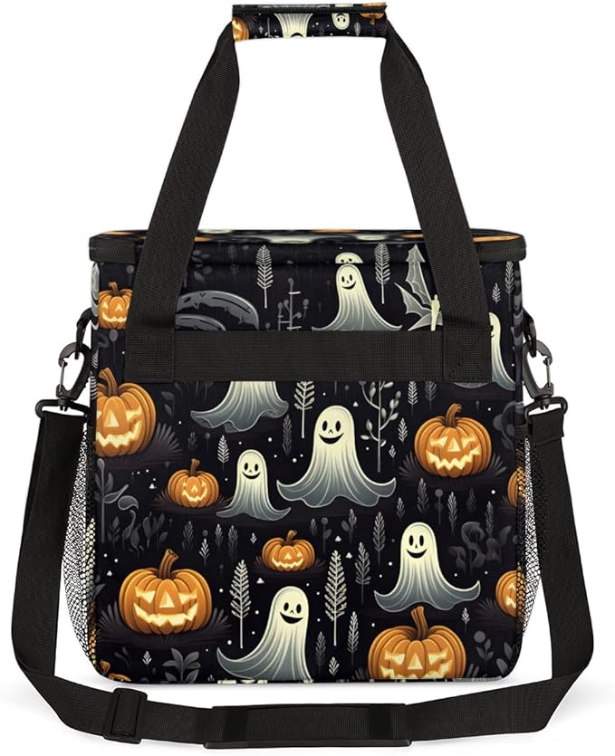 Ghost Pumpkins Coffee Maker Carrying Bag Portable Travel Storage Tote Bag Compatible with K-Mini or K-Mini Plus Single Serve Coffee Brewer Carrying Case with Multiple Pockets &amp Shoulder Strap