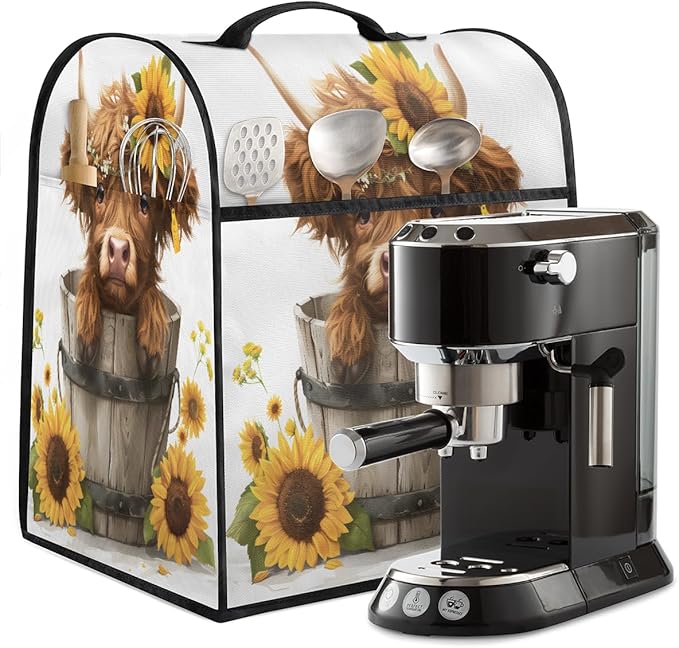 cfpolar Kitchen Aid Mixer Cover Compatible with 6-8 Quarts Sunflower Cute Highland Cattle Stand Mixer Cover Kitchen Aid Mixers Accessories Appliance Organizer Bag Dust Covers with Zipper Pocket