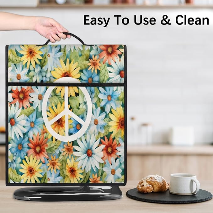 cfpolar Kitchen Aid Mixer Cover Compatible with 6-8 Quarts Colorful Flower Peace Sign Stand Mixer Cover Kitchen Aid Mixers Accessories Appliance Organizer Bag Dust Covers with Zipper Pocket