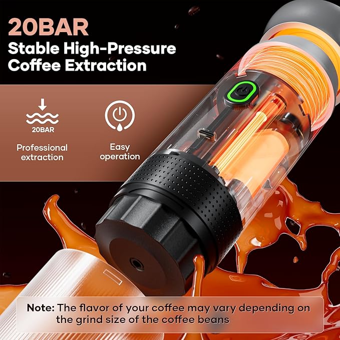 kejector Portable Coffee Maker Espresso Machine for Travel Nano Car Coffee Maker Compatible with Ground Coffee &amp Capsule for RV Hiking Camping Office Travel Espresso Maker Electric Coffee Machin