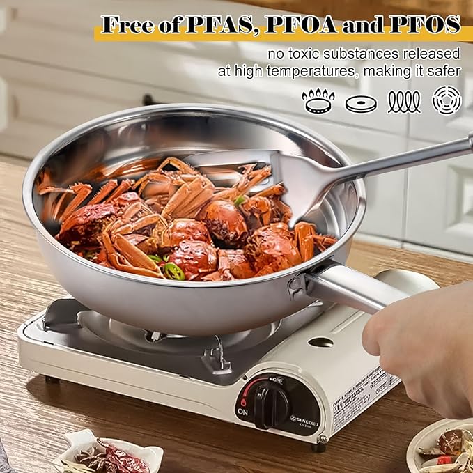 Stainless Steel Cookware Set - 15 Piece Stainless Steel Pots and Pans Set Includes 6 Pots and Pans 6 Lids and 3 Utensils Fixed Handles Induction Safe and Dishwasher Safe