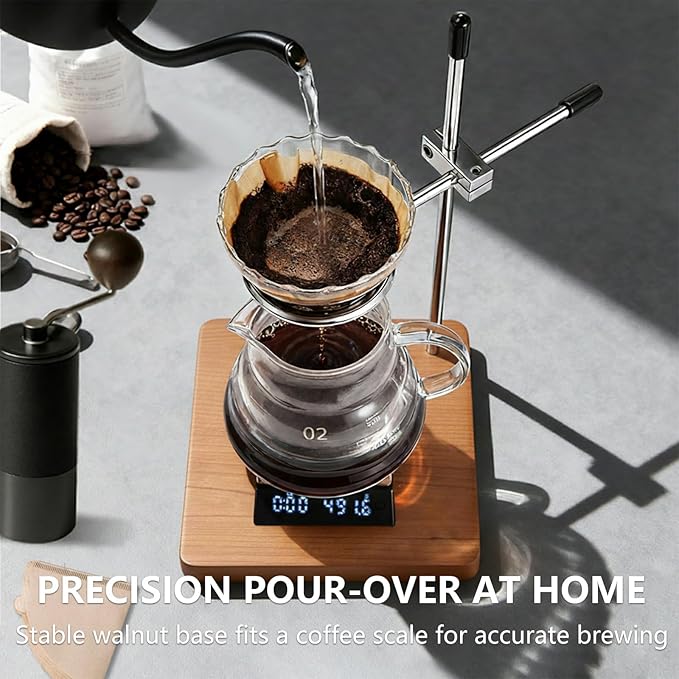 Pour Over Coffee Stand with Solid American Cherry Base Height Adjustable Coffee Dripper Stand Wooden Brewing Station for V60 Elegant Gift for Home Barista &amp Kitchen Décor