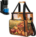 Autumn Apple Pumpkin Wheat Maple Leaves Coffee Maker Carring Bag Travel Carrying Storage Tote Bag Compatible with Keurig K-Mini or K-Mini Plus Portable Single Serve Coffee Brewer Case with Pockets