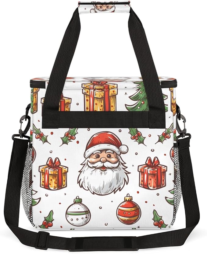 Glitter Santa Claus Coffee Maker Carrying Bag Portable Travel Storage Tote Bag Compatible with K-Mini or K-Mini Plus Single Serve Coffee Brewer Carrying Case with Multiple Pockets &amp Shoulder Str
