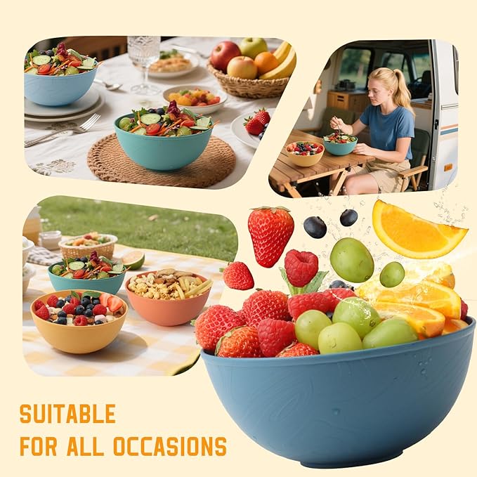 Homienly 20 PCS Premium Wheat Straw Dinnerware Sets Reusable Cups Plates and Bowls Sets for Kitchen Lightweight and Unbreakable Dishwasher and Microwave Safe Dishes Set - Multi