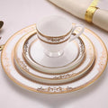 24 Piece Dinnerware Sets Round Dinner Plate Scratch ResistantOven Dishwasher Safe gold line bone china dinnerware set for homegift for mother and wife
