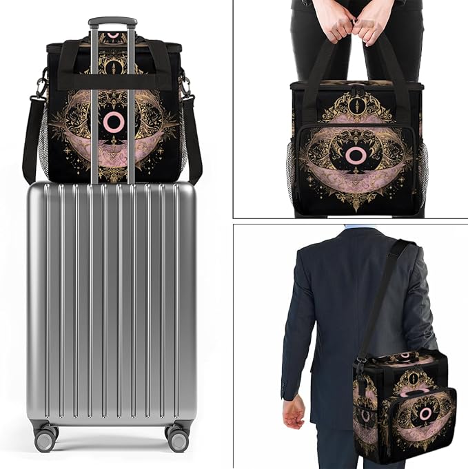 Rose Gold Eyes Coffee Maker Carrying Bag Magic Eyes Travel Storage Bag Compatible with K-Mini or K-Mini Plus Single Serve Coffee Brewer Carrying Case with Multiple Pockets &amp Shoulder Strap