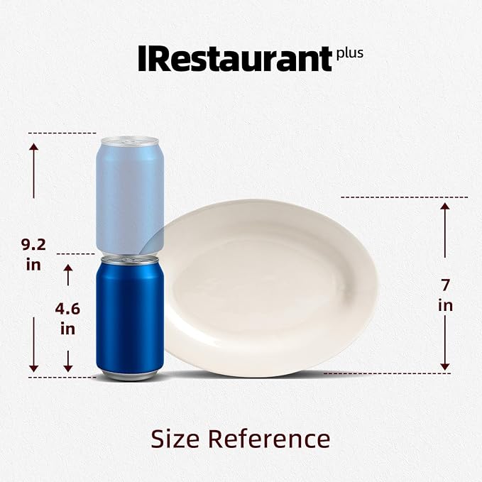 Stoneware Wide Rim Commercial Grade Dinnerware America White Oval Platter 10 1/2 x 7 Case of 12