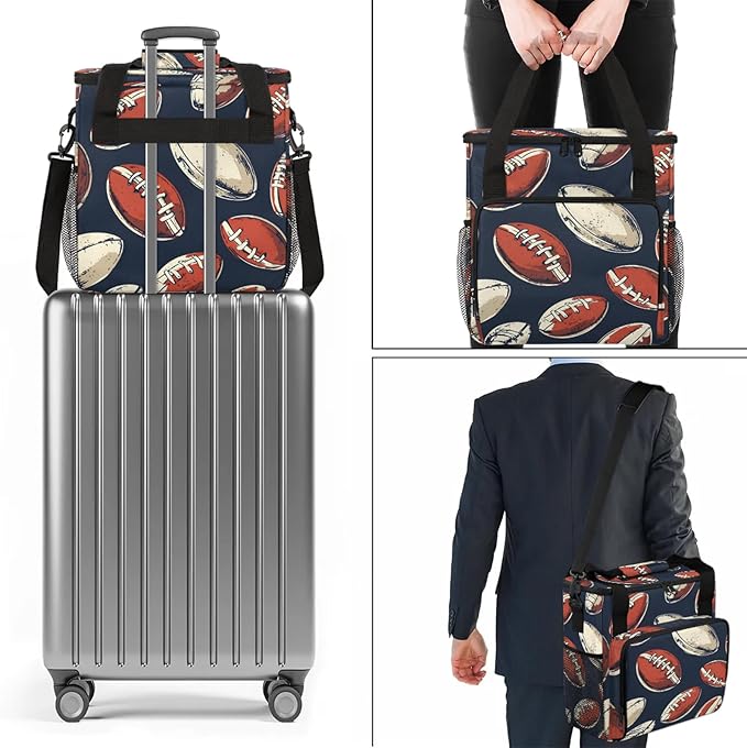 Football Coffee Maker Travel Bag Sports Insulated Grocery Bag Travel Picnic Leakproof Cooler Bags With Shoulder Strap