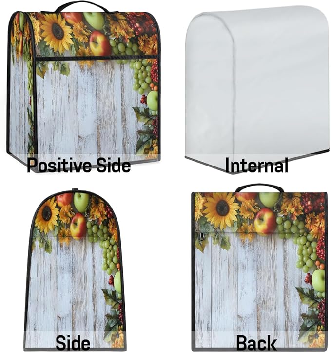 cfpolar Kitchen Aid Mixer Cover Compatible with 6-8 Quarts Sunflower Grapes Apples Stand Mixer Cover Kitchen Aid Mixers Accessories Appliance Organizer Bag Dust Covers with Zipper Pocket