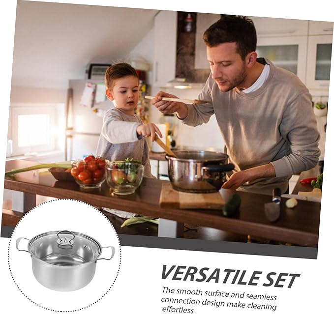 HEALLILY Cookware Set Stainless Steel Soup Pot Milk Pot Frying Pan Utensil Set Non Stick Frying Pans Kitchen