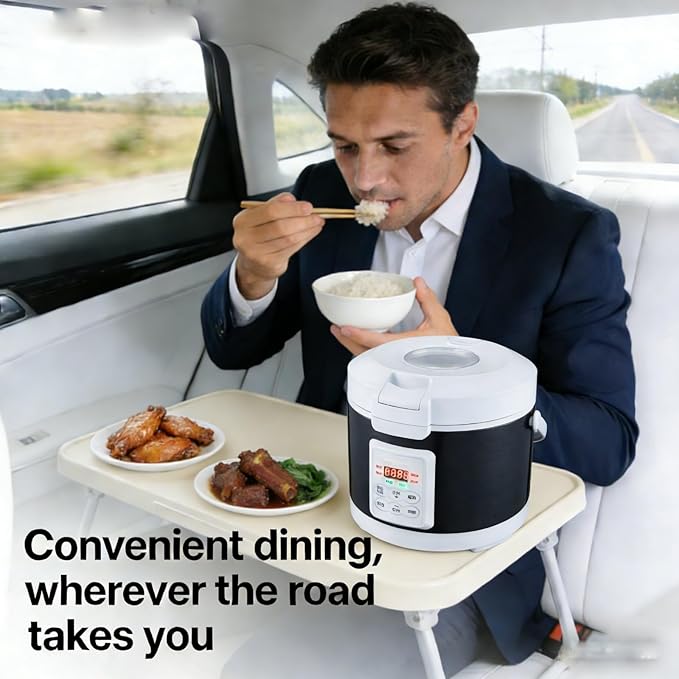 12V/24V Rice Cooker 3L Multifunctional Portable Rice Stove for Car/Truck with Steam Tray Heating and Keep Warm Function Dark Blue(30AC)