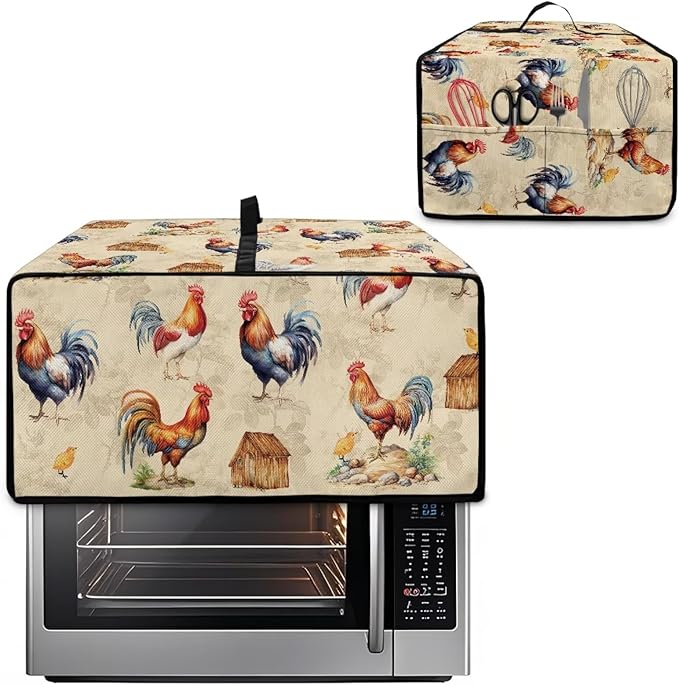 Doojoayie Small Appliance Covers Rooster Print Toaster Cover 4 Slice Bread Machine Protector Kitchen Decoration Gift for Friends Who Loves to Cook