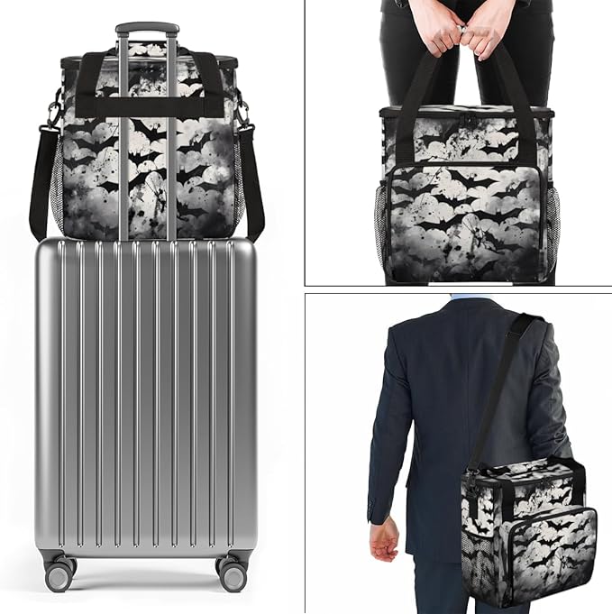 Gothic Bat Coffee Maker Carrying Bag Abstract Bat Travel Storage Bag Compatible with K-Mini or K-Mini Plus Single Serve Coffee Brewer Carrying Case with Multiple Pockets &amp Shoulder Strap
