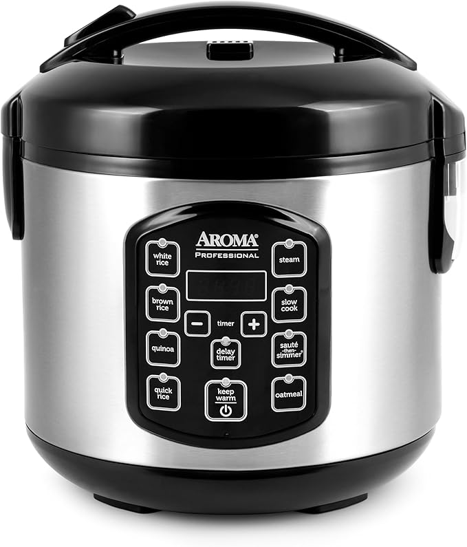 AROMA Digital Rice Cooker 4-Cup (Uncooked) / 8-Cup (Cooked) Steamer Grain Cooker &amp ARC-954SBD Rice Cooker 4-Cup Uncooked 2.5 Quart Professional Version