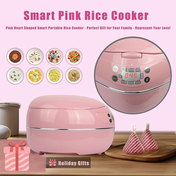 Pink Rice Cooker Smart Rice Cooker 8 Cup With Delay Preset Timer And Auto Thermostat Gifts Keep Warm For Brown Rice Yogurt Cake Tomato Soup