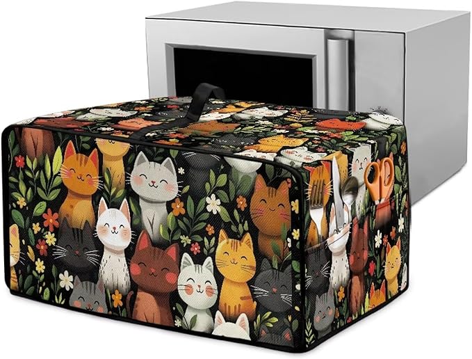 Doojoayie Cute Cat Toaster Cover 6 Slice Universal Fit Small Appliance Covers with Top Handle Design Toaster Covers Kitchen Decoration Gift for Mother Wife or Anyone Who Loves to Cook