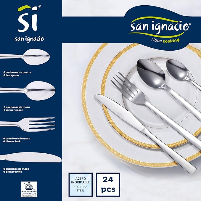 5 Piece Kitchen Battery Pack + Cutlery Set 24 Pieces Stainless Steel