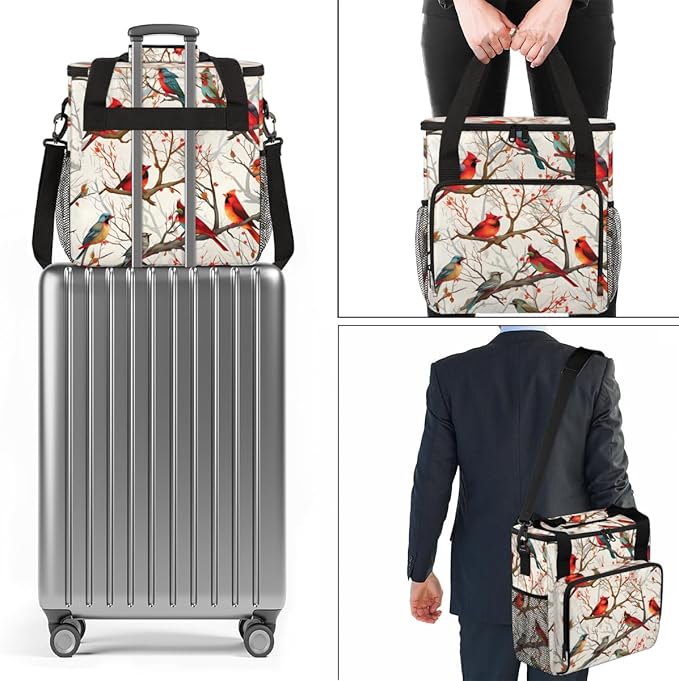 Cardinal Bird Coffee Maker Carrying Bag Portable Travel Storage Tote Bag Compatible with K-Mini or K-Mini Plus Single Serve Coffee Brewer Carrying Case with Multiple Pockets &amp Shoulder Strap