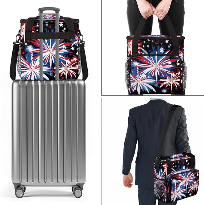 4th of JulySparklers Coffee Maker Carrying Bag Portable Travel Storage Tote Bag Compatible with K-Mini or K-Mini Plus Single Serve Coffee Brewer Carrying Case with Multiple Pockets &amp Shoulder S