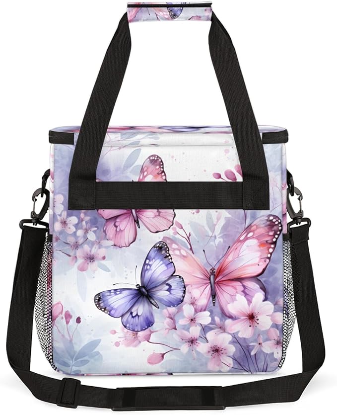Retro Butterfly Coffee Maker Carrying Bag Watercolor Butterfly Travel Storage Bag Compatible with K-Mini or K-Mini Plus Single Serve Coffee Brewer Carrying Case with Pockets &amp Shoulder Strap