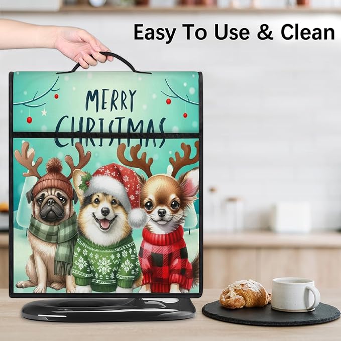 cfpolar Kitchen Aid Mixer Cover Compatible with 6-8 Quarts Christmas Hat Animal Dog Elk Stand Mixer Cover Kitchen Aid Mixers Accessories Appliance Organizer Bag Dust Covers with Zipper Pocket