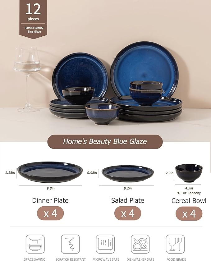 Dinnerware sets plates and bowls sets modern platesCeramic Dinnerware Sets12 Pieces Porcelain Lightweight PlatesScratch Resistant Dish Set (style - 8 4 - Set (12pcs))