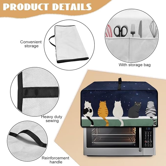 Doojoayie Small Appliance Covers Cute Cat Toaster Oven Cover 4 Slice Kitchen Appliance Dust Protector 18.5x14.5x 9 Compatible with Toaster/Bread Machine