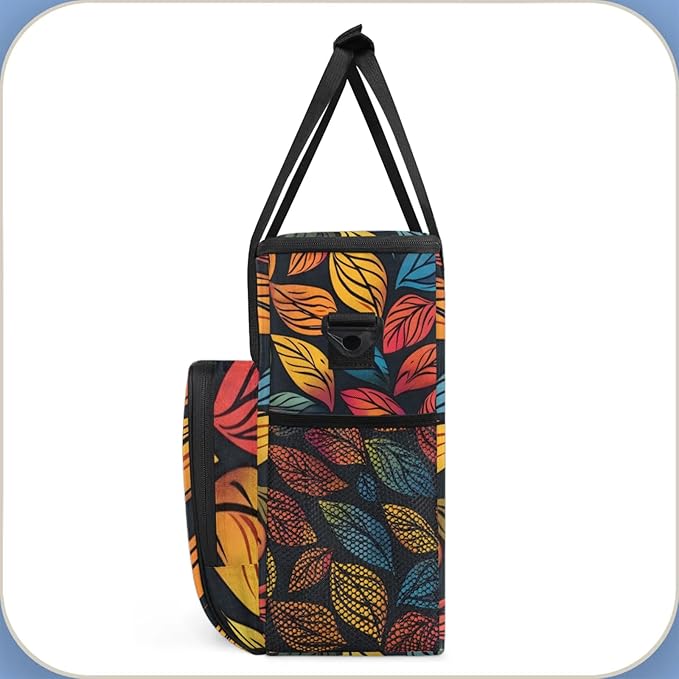 Leaves Plant Coffee Maker Travel Bag for Keurig K-Mini/K-Mini Plus Insulated Waterproof Tote with Pockets for K-Cup Portable Single-Serve Brewer Case