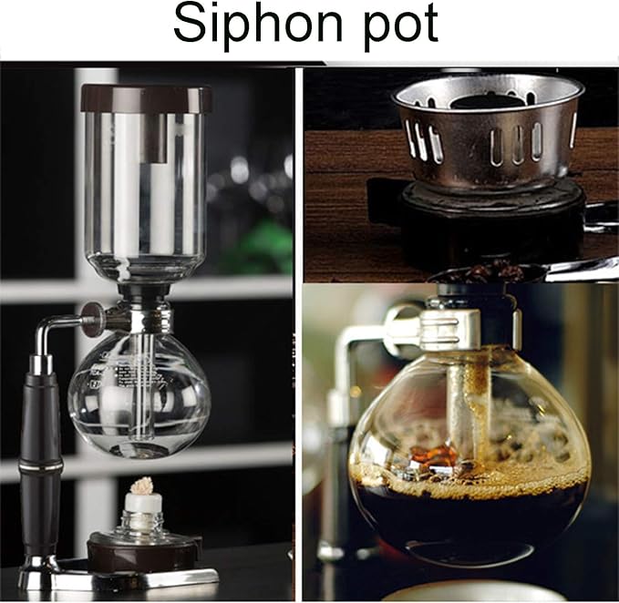 Siphon Glass PotPot Syphon Coffee MakerCoffee Machine Filter 3-5 CupSyphon Maker Vacuum Coffee Maker for Brewing Coffee and Tea with Extended Handle