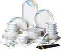 Simple Dining Ware Set 49 Pieces Bowl and Plate Set Dishes Set for 12 Wear Resistant and Scratch Resistant Dinnerware Sets Heat Insulation Anti-Scald Bakeable and Microwavable Easy to Heat Up