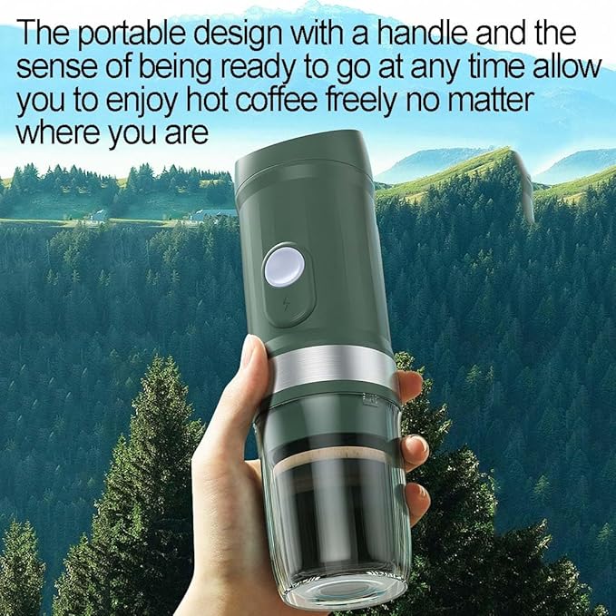 Portable Espresso Machine 20Bar Wireless Heating Mini Coffee Maker 9600mAh Rechargeable Battery Compatible with Capsules &amp Ground Coffee for Travel Camping Home Use