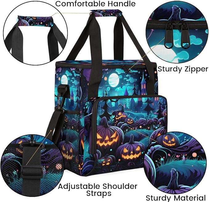 Moon Castle Halloween Pumpkin Coffee Maker Carrying Bag Travel Storage Bag Compatible with K-Mini or K-Mini Plus Single Serve Coffee Brewer Carrying Case with Multiple Pockets &amp Shoulder Strap