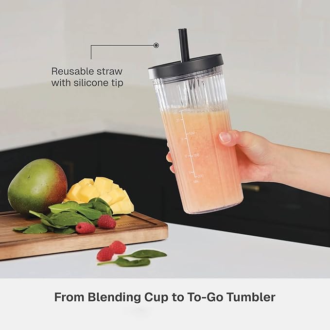 Countertop Blender with Pitcher and To-Go Cup 1100W High-Power Blender Stainless Steel Blade Multiple Speed Settings (Slate Gray)