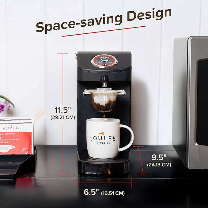 SWIRL Single Serve Pour Over Coffee Maker Electric Kitchen Appliances Plastic Free Brewing Use with Cups or Mugs Automated Pour Over Black