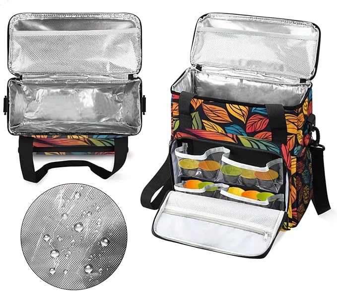 Leaves Plant Coffee Maker Travel Bag for Keurig K-Mini/K-Mini Plus Insulated Waterproof Tote with Pockets for K-Cup Portable Single-Serve Brewer Case
