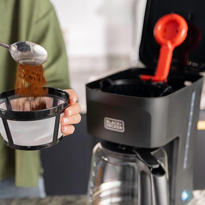 BLACK+DECKER CAFÉCRAFT 12-Cup Coffee Maker One-Switch Drip Coffeemaker with Vortex Showerhead Technology Sneak-A-Cup Keep Warm Function Stainless Steel