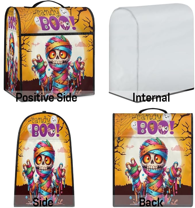 cfpolar Kitchen Aid Mixer Cover Compatible with 6-8 Quarts Halloween Skeleton Mummy Stand Mixer Cover Kitchen Aid Mixers Accessories Appliance Organizer Bag Dust Covers with Zipper Pocket