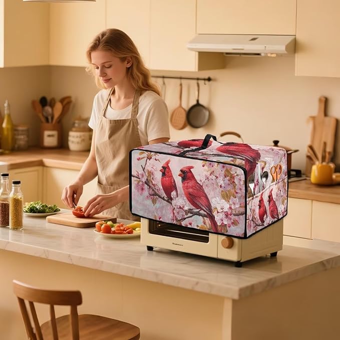 Air Fryer Toaster Smart Oven Dust Cover Cardinal Flower Printed Toaster Oven Cover with Side Pockets for Kitchen Counter Washable Machine M