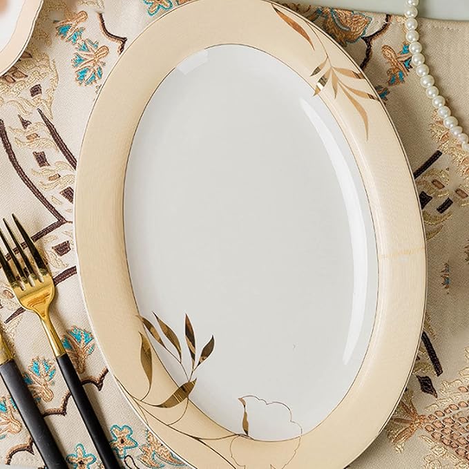 Bone China Dinner Sets Creative Relief Phnom Penh Combination Ceramic Tableware Suit Suitable for Gifts Wedding Hotel 58 Piece