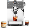 Mcilpoog Espresso Machine 20 BarCompact Coffee Maker with Steam Milk Frother&ampIced CoffeeBarista Cappuccino Latte Machine with LCD DisplayGift for Coffee Lover