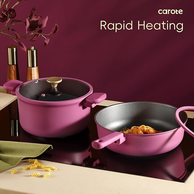 CAROTE Non Stick Pots and Pans Set Cookware Sets Nonstick Kitchen Cooking Set with Stay-Cool Handleswith Silicone Tools and Pot Protectors16 Piece