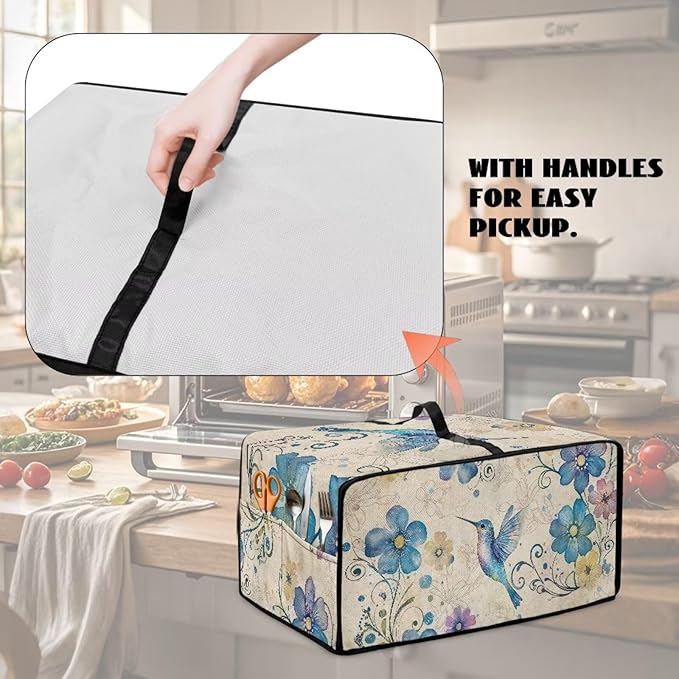 Toaster Oven Cover with Pockets Can Hold Jam Spreader Knife &amp Toast Machine Tongs Dust Fingerprint Protection Covers Keep Toaster Oven Pristine Hummingbird Pattern