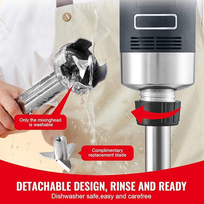 Happybuy Commercial Immersion Blender 500W Heavy Duty Hand Mixer Variable Speed Stick Mixer with 304 Stainless Steel Blade Versatile for Soup Smoothies Purees Baby Food