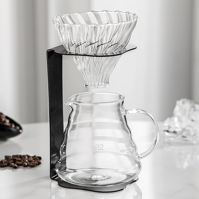 Coffee Pour Over Set – Complete Pour Over Coffee Maker with Dripper Pot and 100 Filters | Portable V60 Style Drip Coffee Pour Over